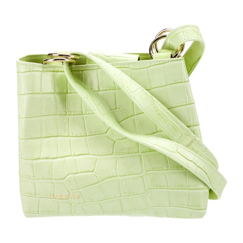 Audette Green Embossed Leather Shoulder Bag